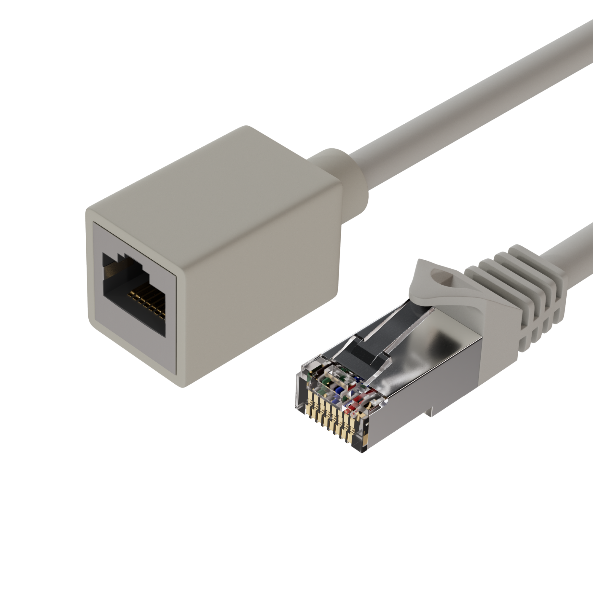 Netzwerkkabel Verlängerung Ethernet CAT 7, S/FTP, PIMF, Halogenfrei Grau 0,50m KB08-6201002