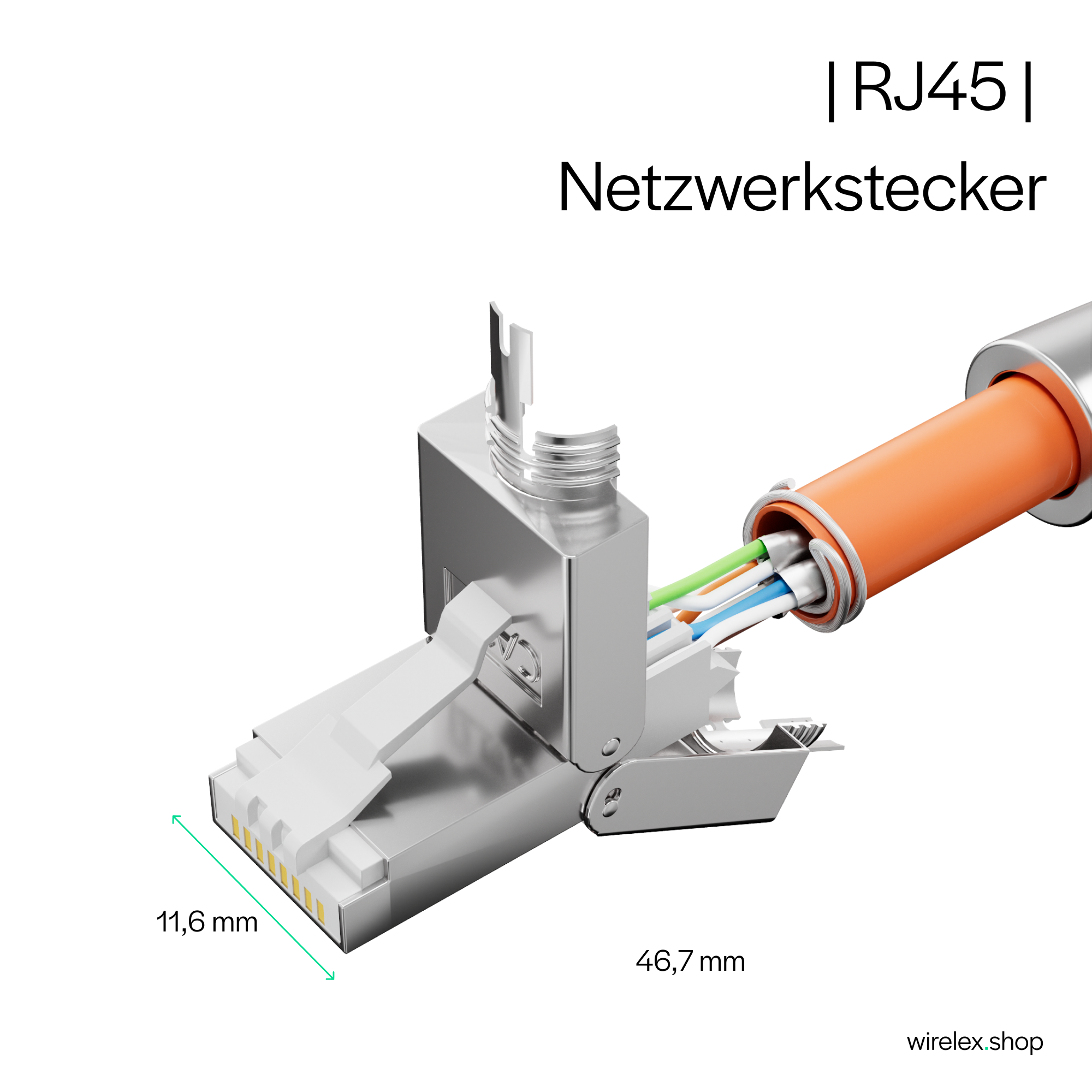 Netzwerkstecker, cat. 6A Tool-less, RJ45 Stecker, werkzeuglos, quick, STP