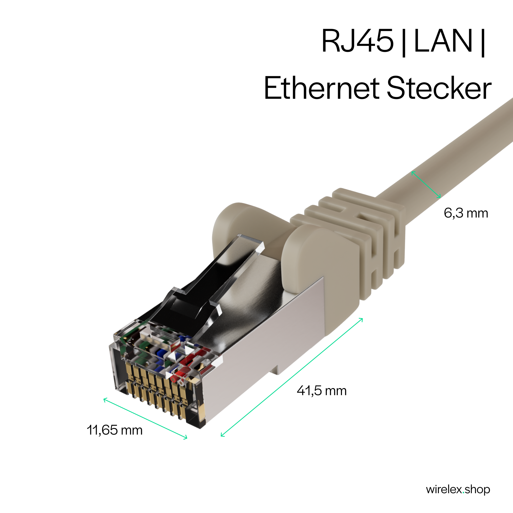 Netzwerkkabel RJ45, LAN Kabel, einseitig gewinkelt 90°, Cat 6, S/FTP, PIMF