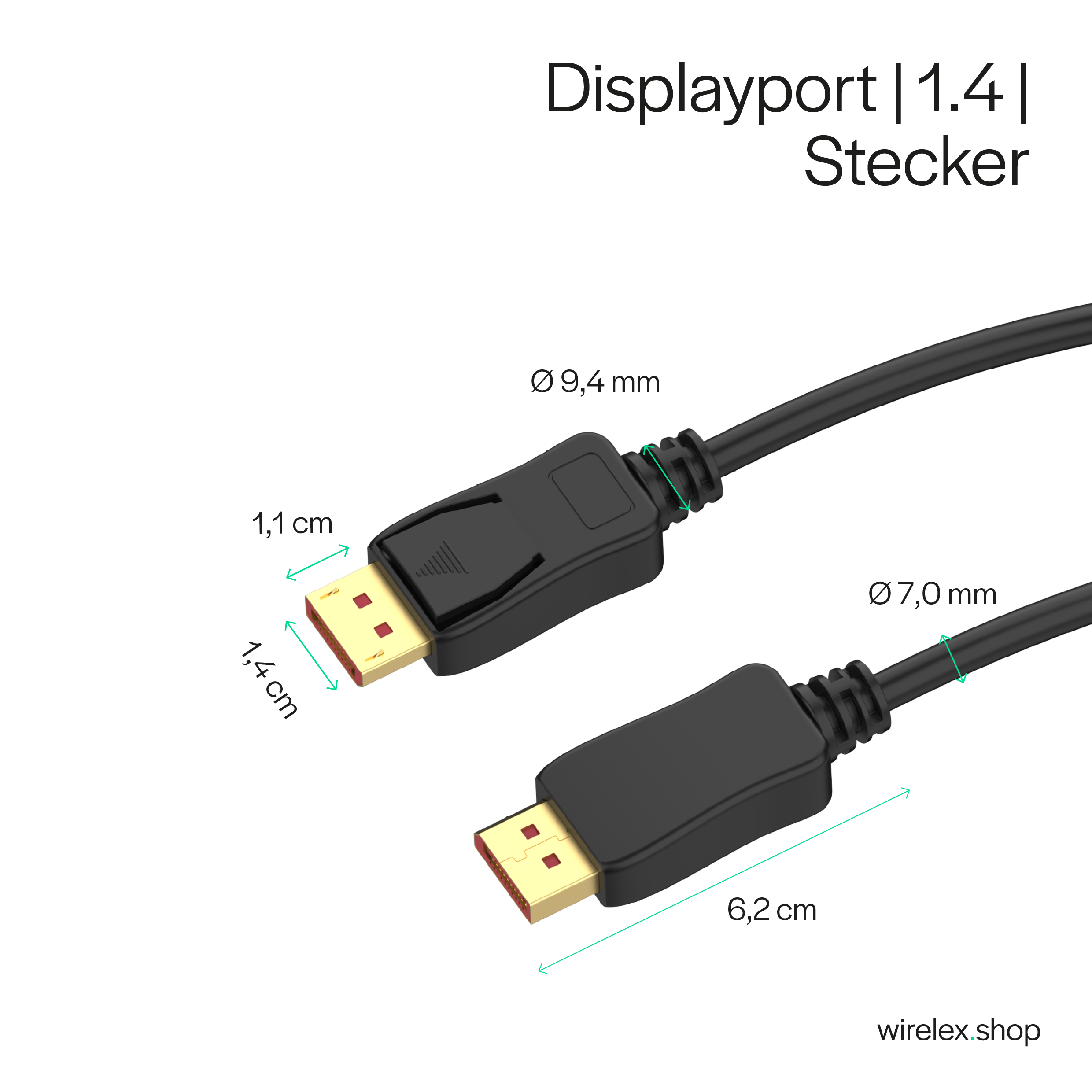 Displayport 1.4 Kabel, Displayportstecker auf Displayportstecker, 8K