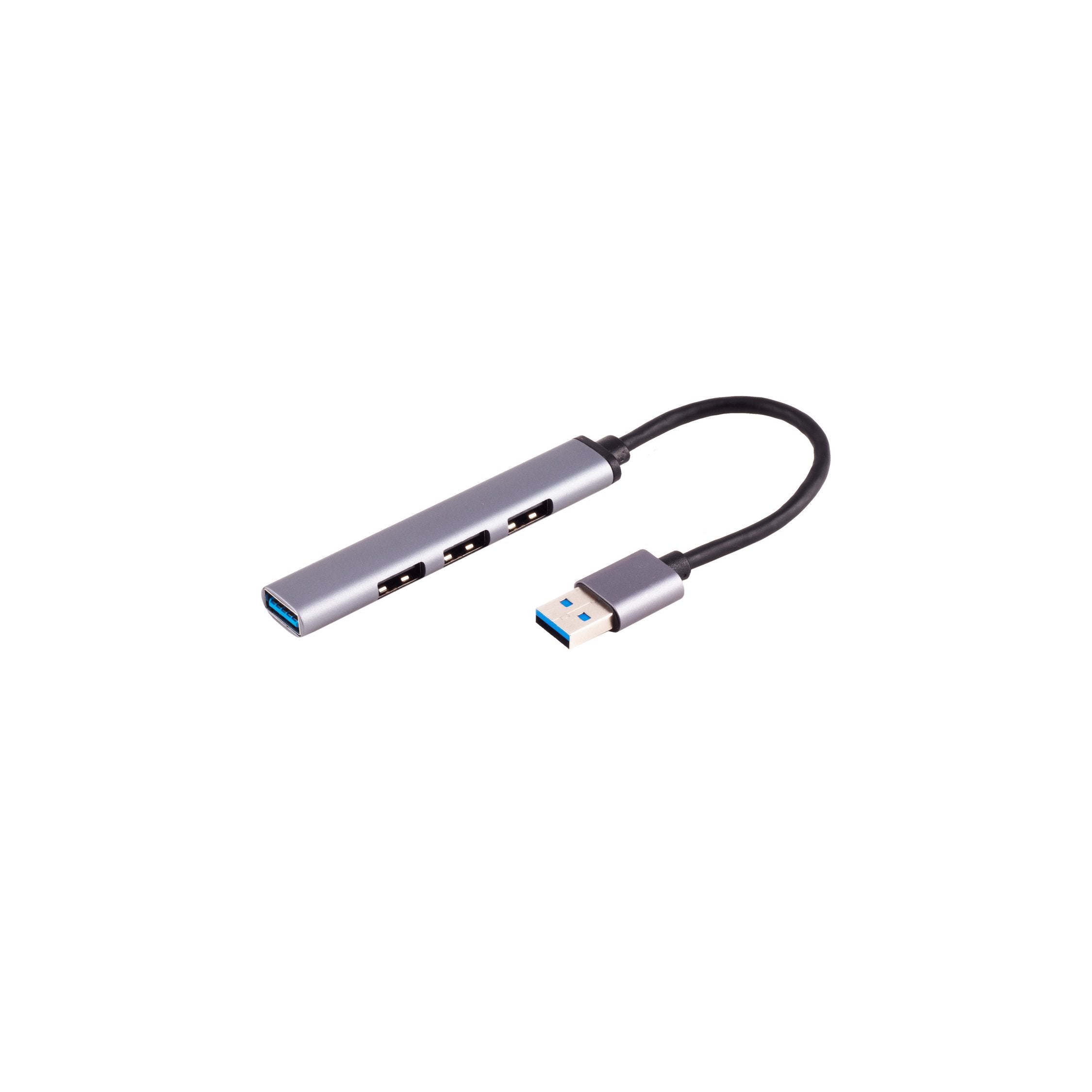 USB-A Hub, 3.0, 4-fach USB-A, ALU, slim, 0,12m