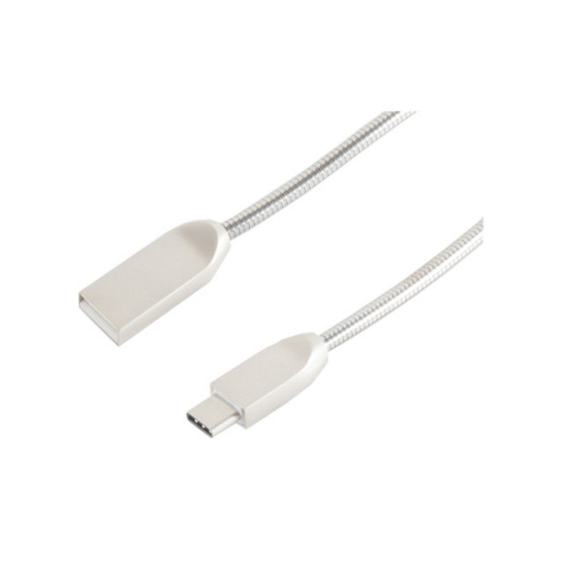 USB Lade-Sync Kabel Design USB A Stecker auf USB 3.1C Stecker, Metallummantelung (Steel)