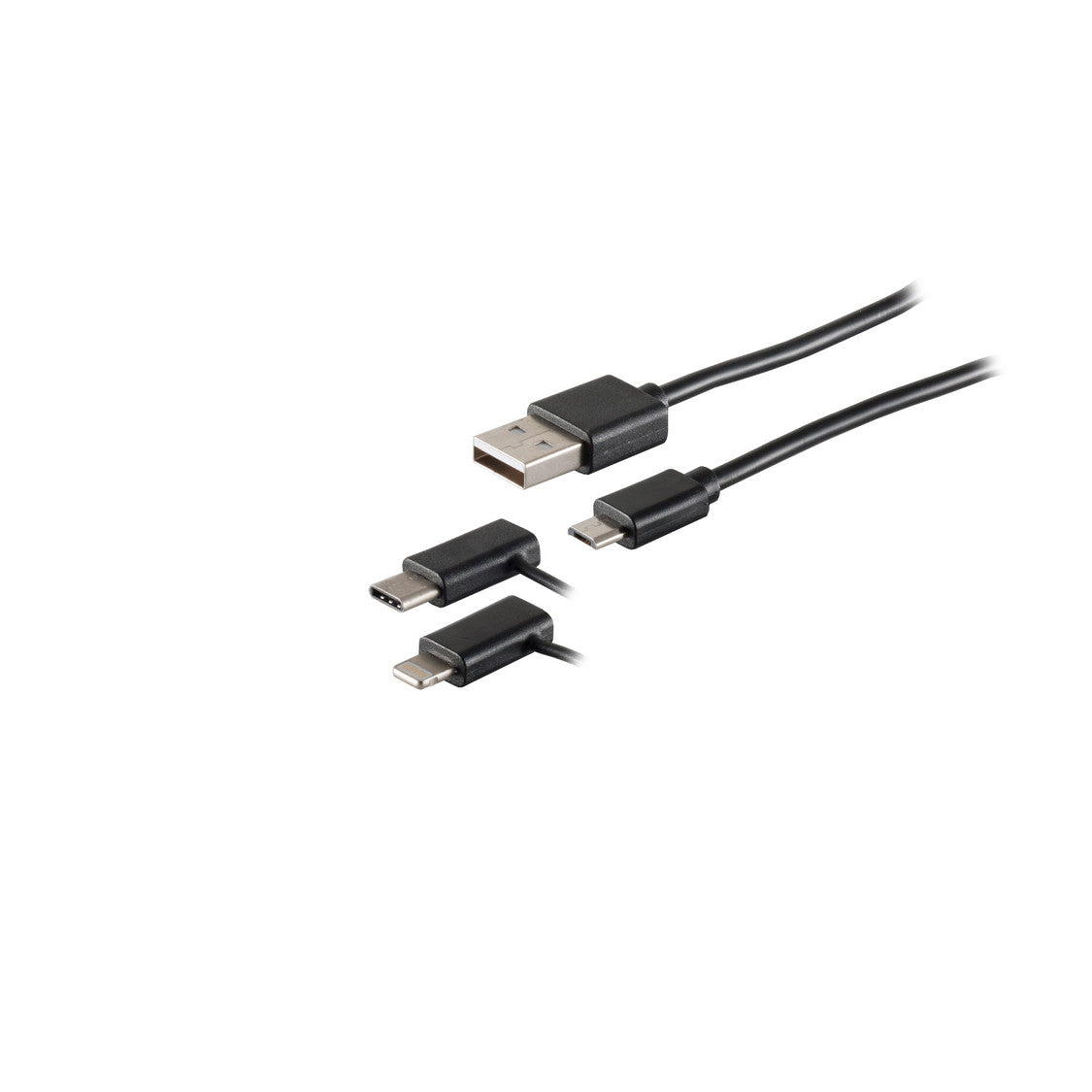 3-in-1 USB Lade- und Synchronisationskabel, USB A zu Micro B, Typ C und 8-Pin