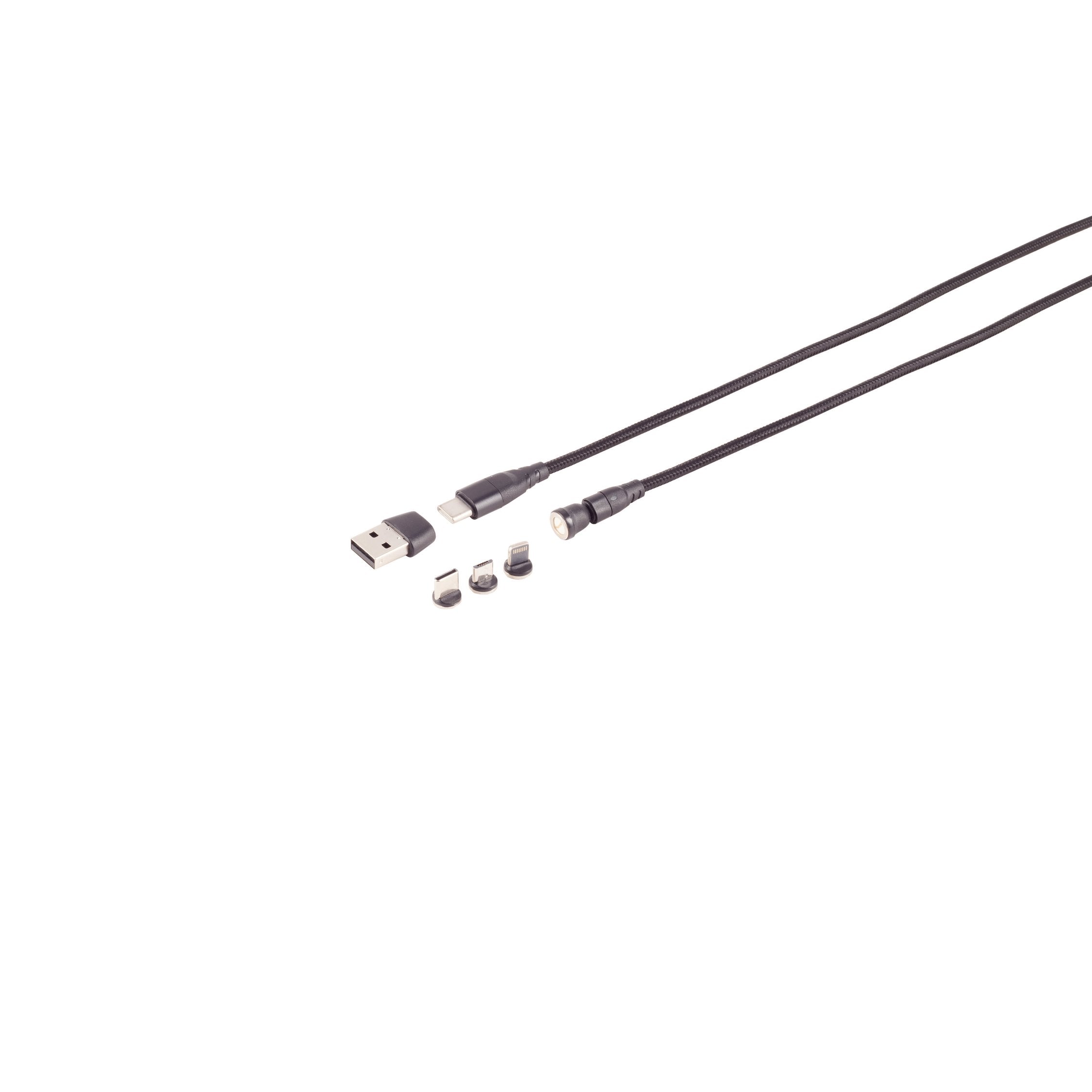 USB-C Magnetkabel, 6in1, 540°, PD 7-Pin, 60W, schwarz