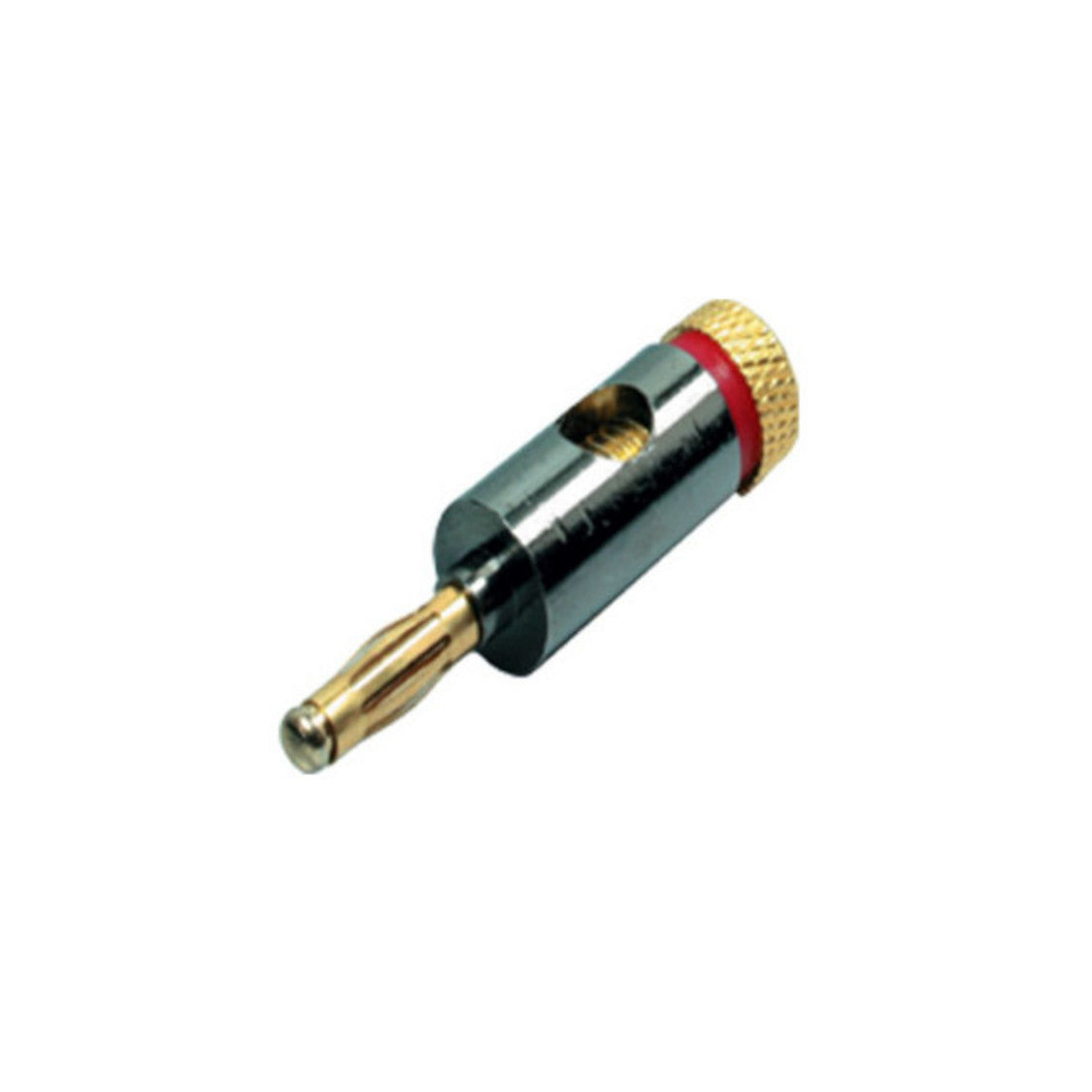 Bananenstecker Metall mit Lautsprecherkabel-Anschluss max. 6 mm, vergoldete Kontakte  Rot   KB56210-R02