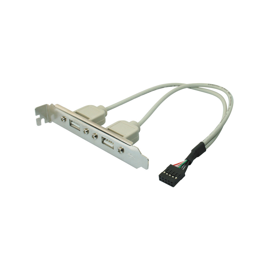 USB 2.0 Bracket, 2 x USB A- Buchse/ 10 pol Stecker