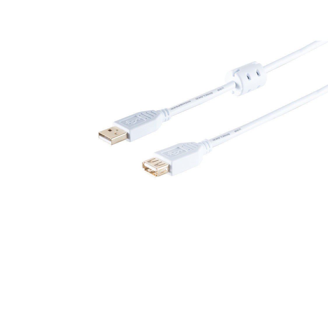 USB Kabel, Typ A Stecker auf Typ A Kupplung, HIGH SPEED, FERRIT, vergoldete Kontakte, USB 2.0
