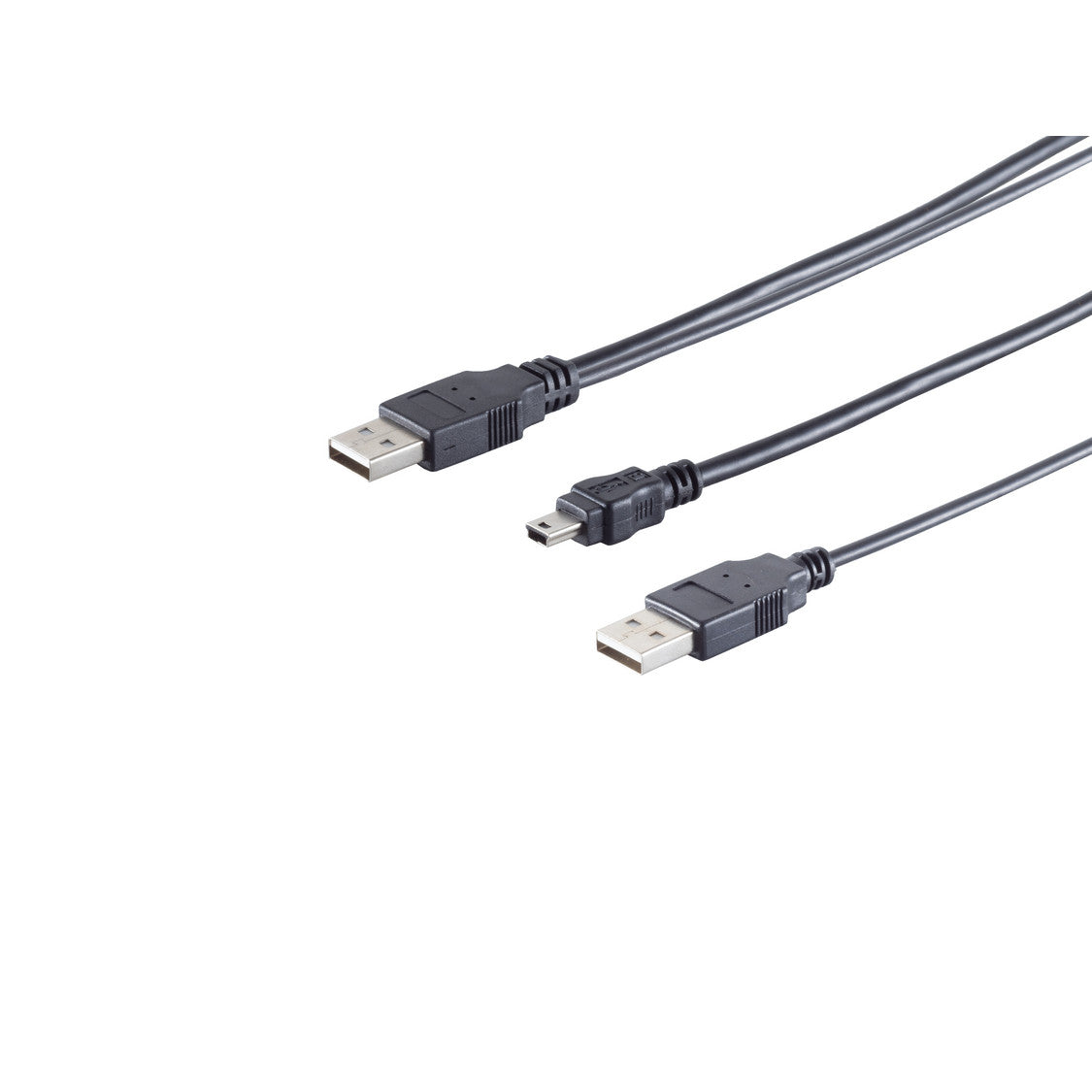 USB-Y-Stromkabel, 2 x USB A-Stecker auf USB-B-Mini 5 pin Stecker, USB 2.0