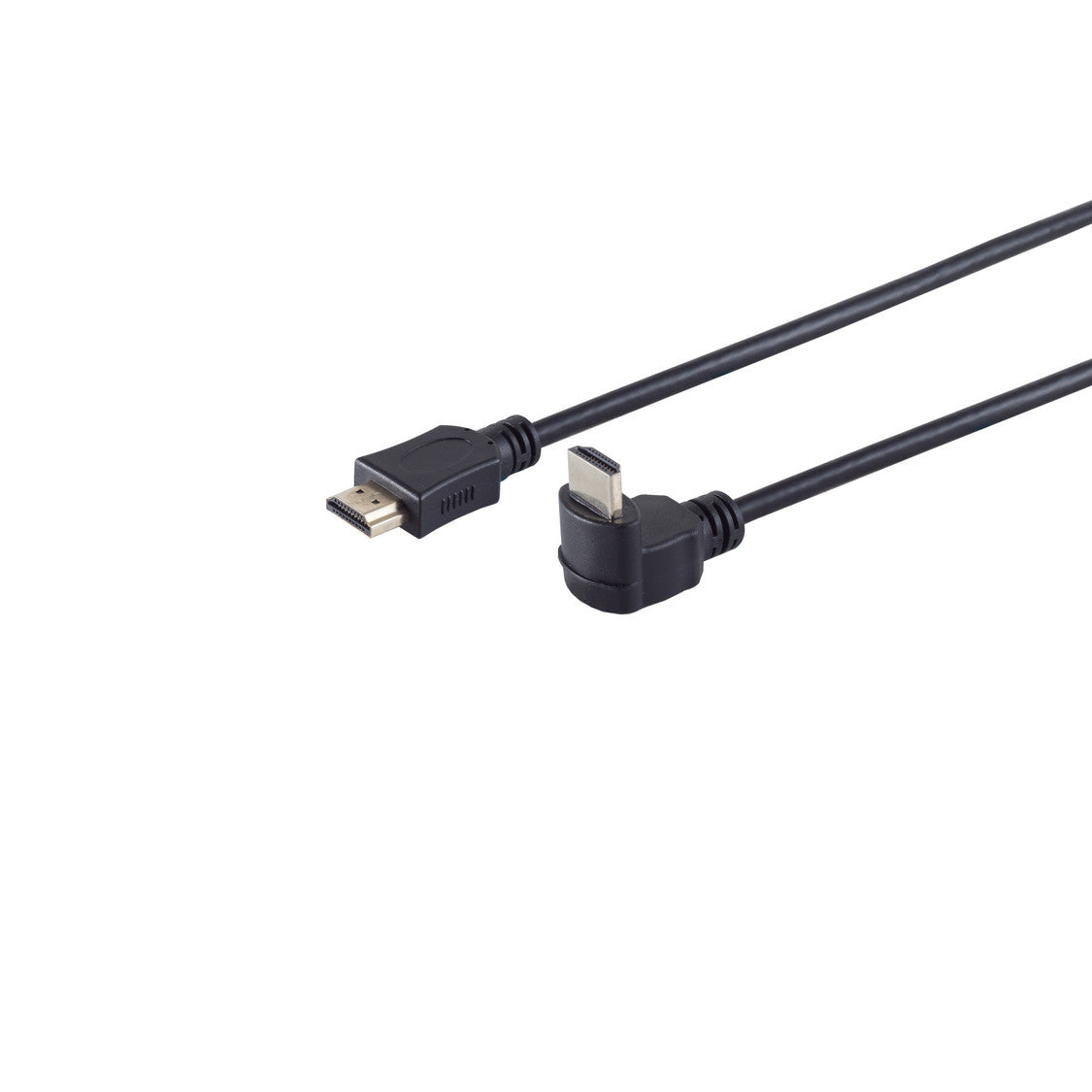 HDMI A-Stecker Winkel auf HDMI A-Stecker gerade, vergoldete Kontakte, Abgang nach unten, Full HD, UL
