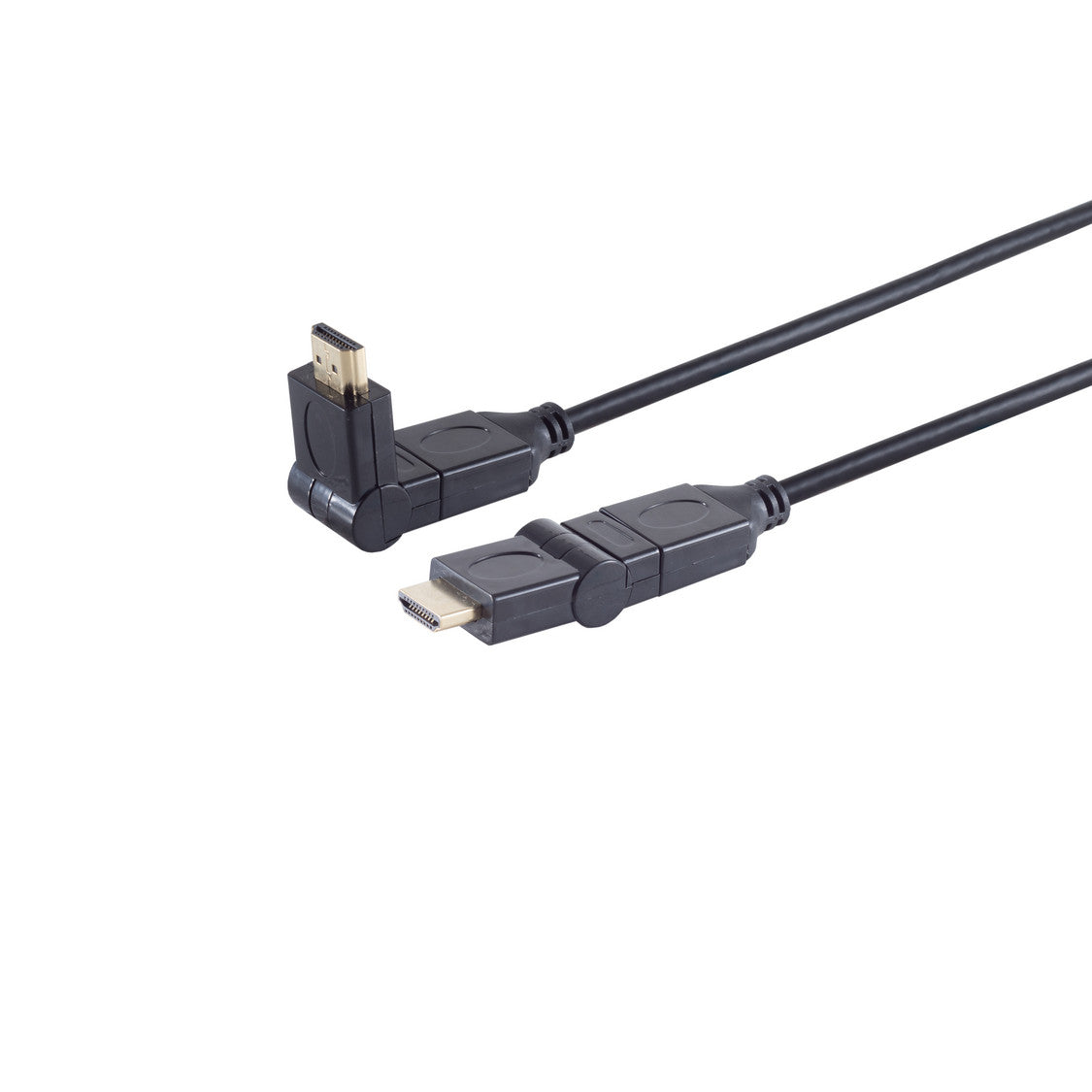 HDMI A-Stecker winkelbar auf HDMI A-Stecker winkelbar, vergoldete Kontakte, Full HD, ULTRA HD, 3D, H