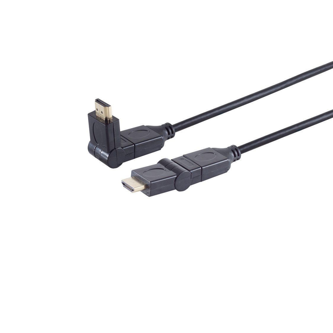 HDMI A-Stecker winkelbar auf HDMI A-Stecker winkelbar, vergoldete Kontakte, Full HD, ULTRA HD, 3D, H  2,00m   KB77472-702