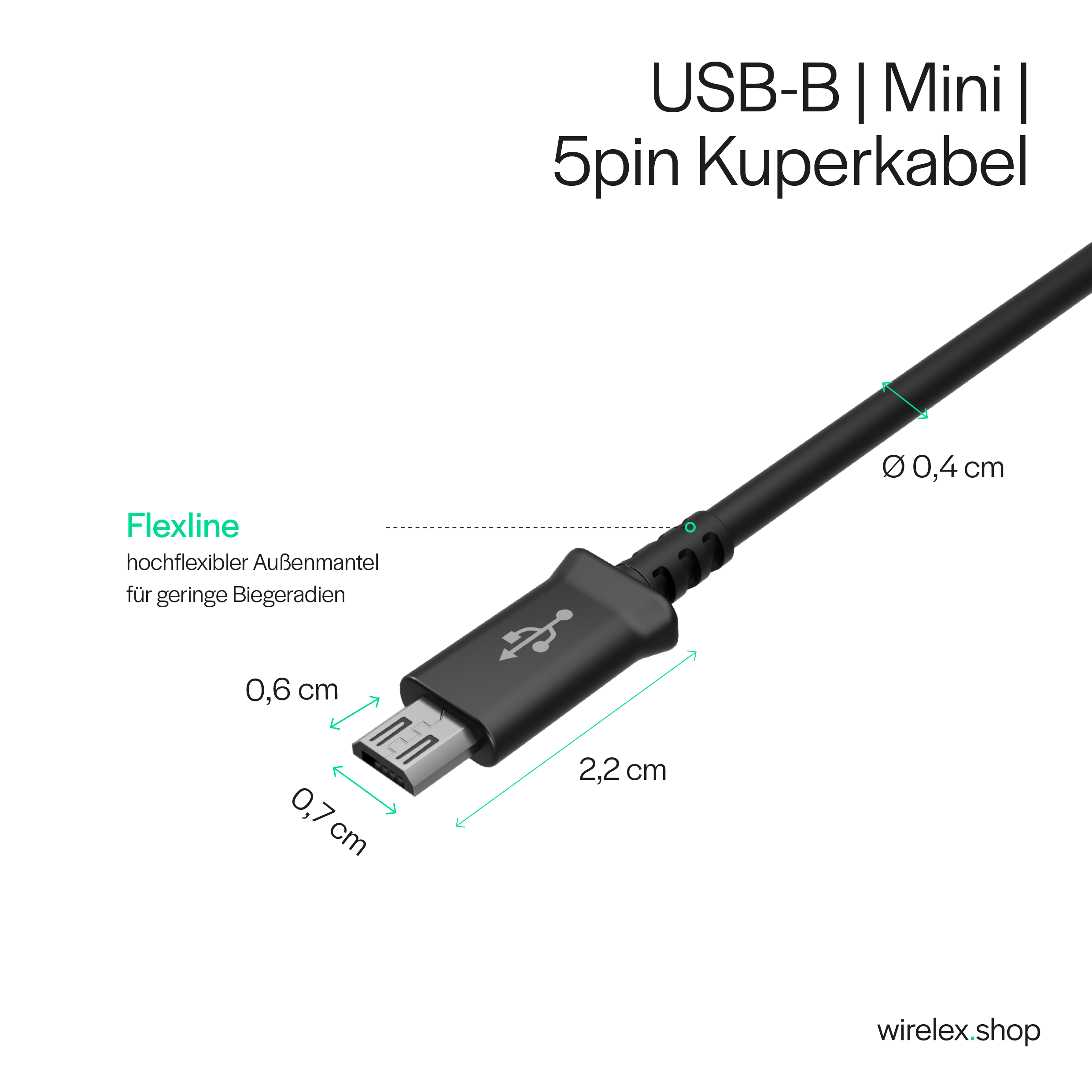Flexline®-USB-A-Stecker auf USB-B Micro Stecker
