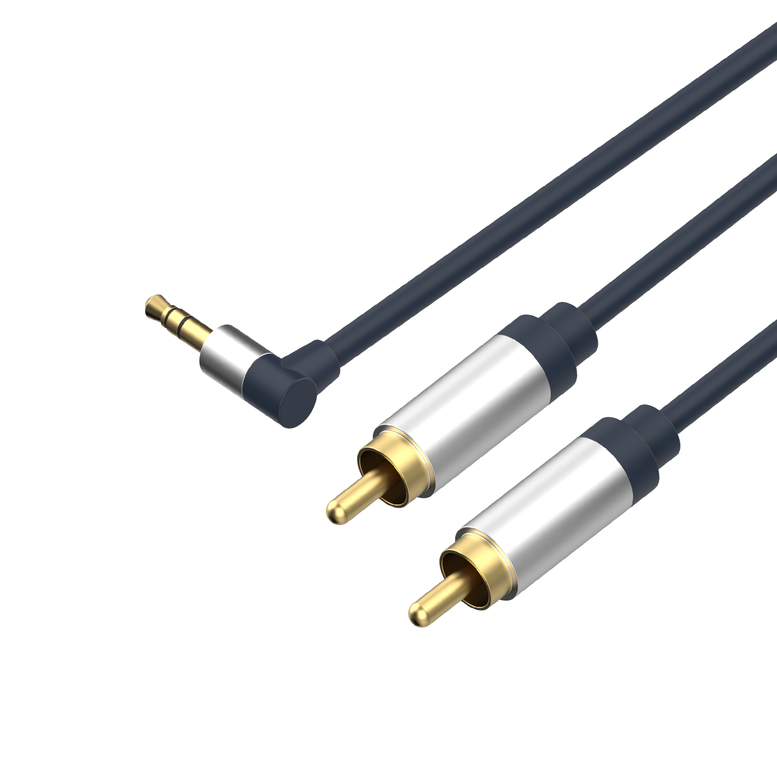 Flexline®-3,5mm Audio Klinkenkabel, hochflexibel, 3,5mm Winkel Metall Klinkenstecker auf 2x (RCA) Ci