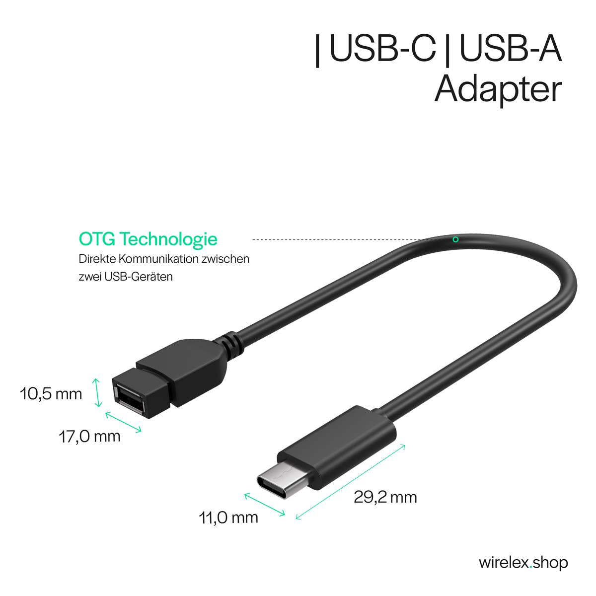 Adapter, USB-Typ C-Stecker/  USB 2.0 A Buchse, OTG     