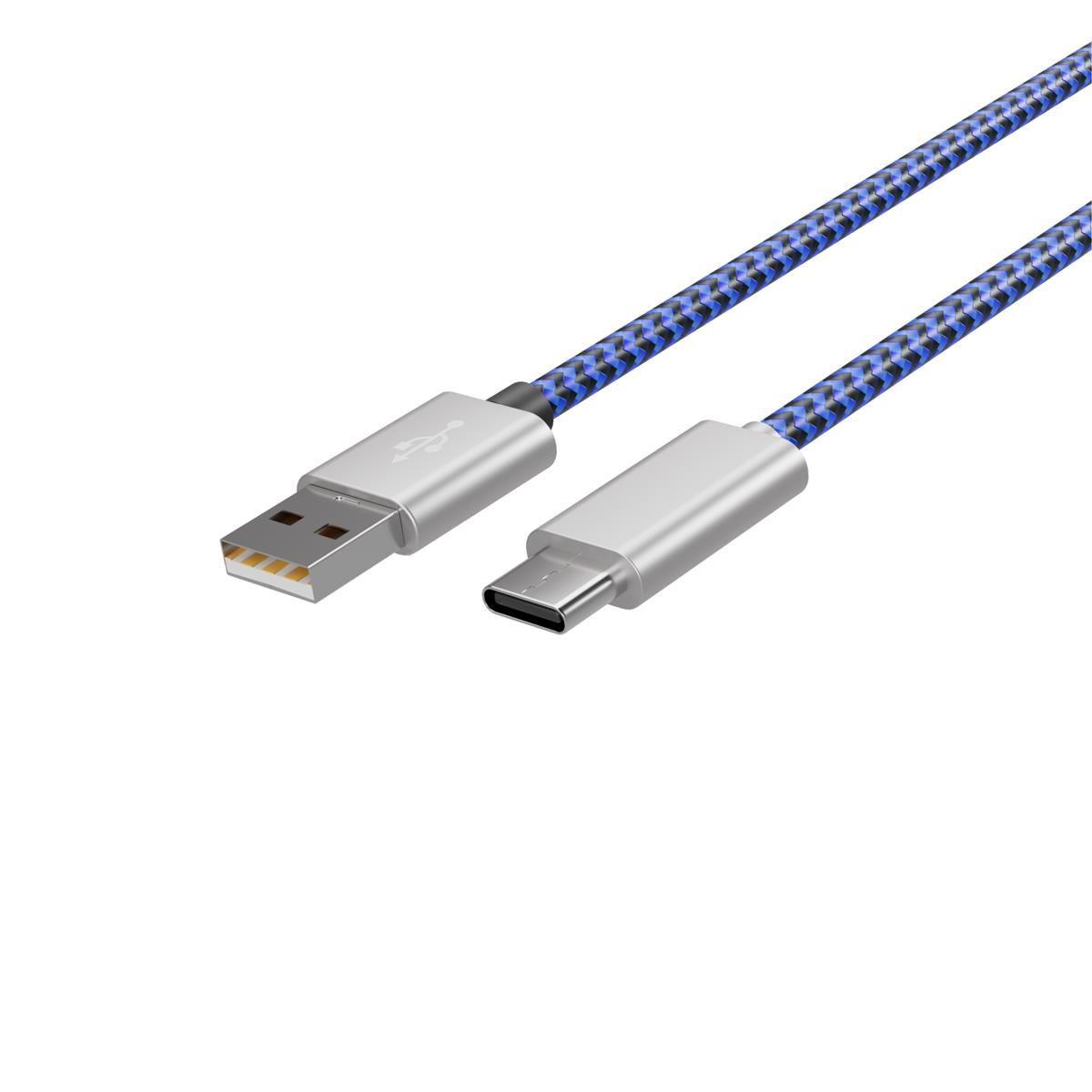 USB Ladekabel, USB-A-Stecker auf USB Typ C Stecker, Nylon     