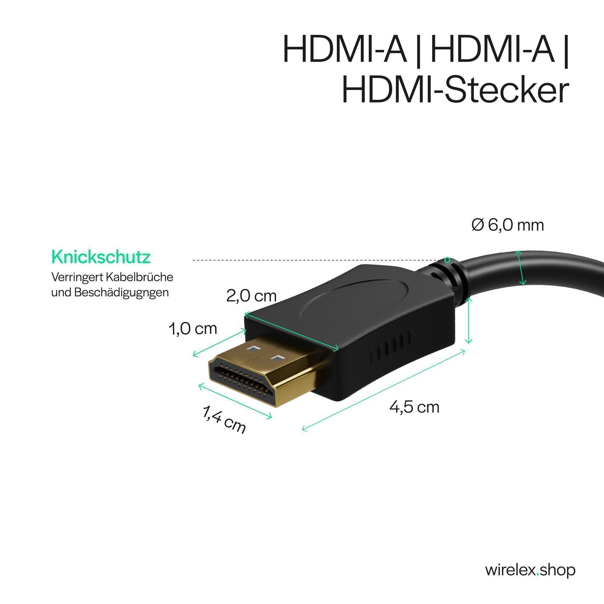 HDMI A-Stecker auf HDMI A-Stecker, vergoldete Kontakte, Full HD, ULTRA HD, 3D, HEAC